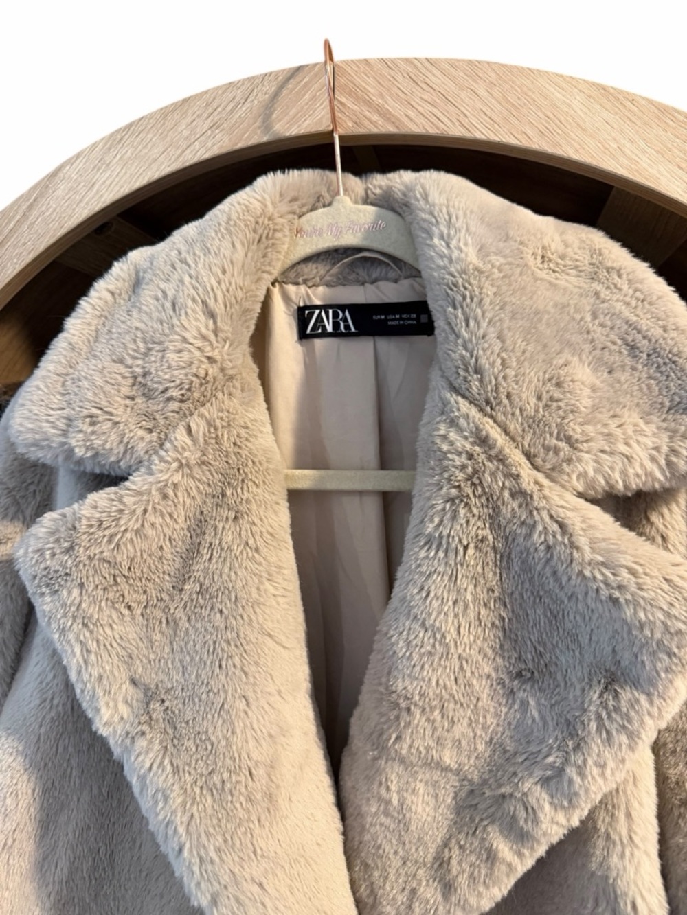 ZARA Cream Faux-Fur Teddy Jacket - Plush Oversized Coat - Picture 5 of 8